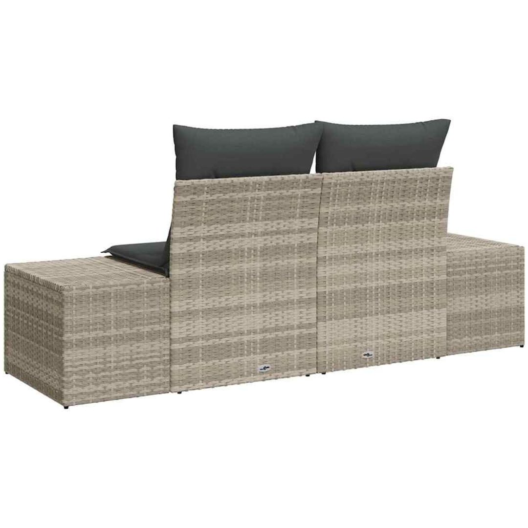 2-sits trädgårdssoffa med förvaring och kuddar Grå Konstrotting vidaXL 184 x 62 x 85 cm – bild 2