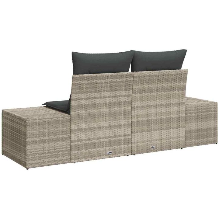 2-sits trädgårdssoffa med förvaring och kuddar Grå Konstrotting vidaXL 184 x 62 x 85 cm – bild 2