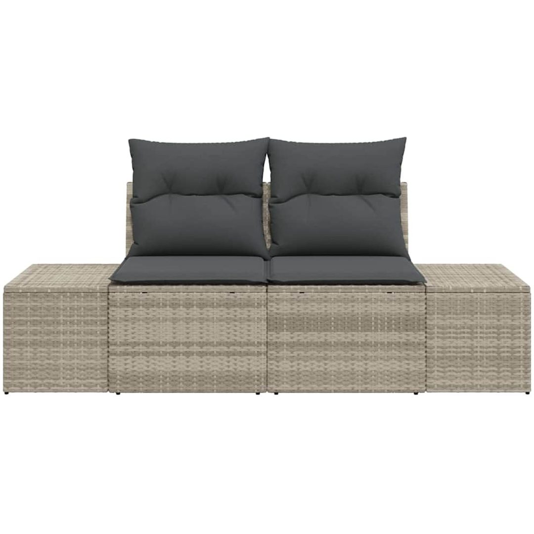 2-sits trädgårdssoffa med förvaring och kuddar Grå Konstrotting vidaXL 184 x 62 x 85 cm – bild 3