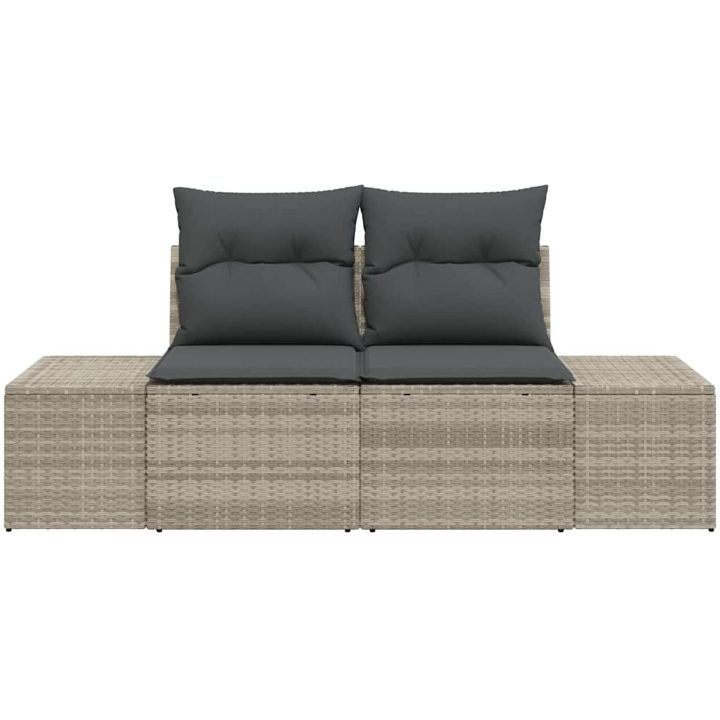 2-sits trädgårdssoffa med förvaring och kuddar Grå Konstrotting vidaXL 184 x 62 x 85 cm – bild 3