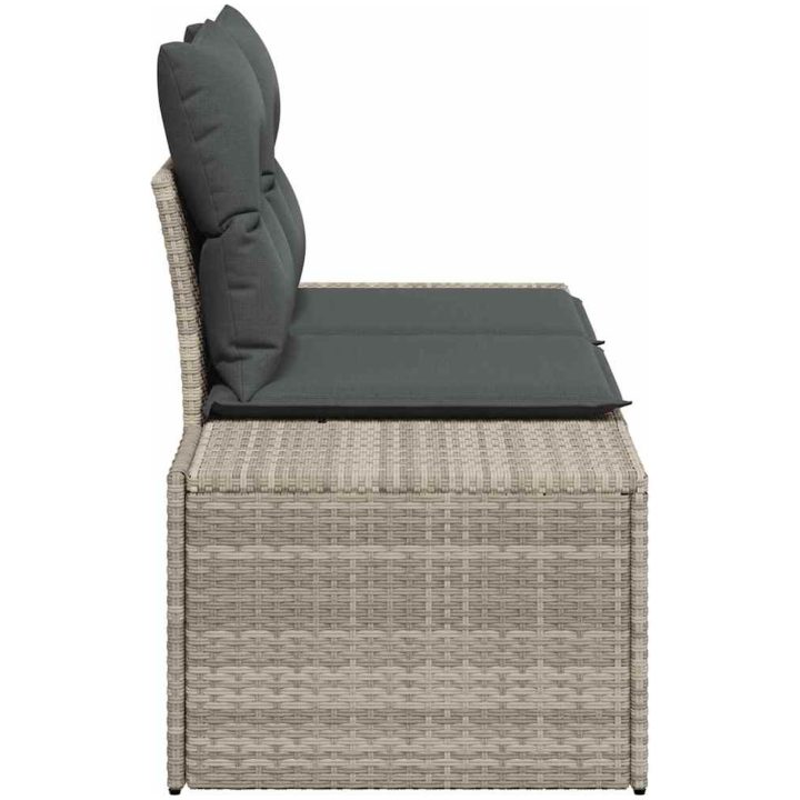 2-sits trädgårdssoffa med förvaring och kuddar Grå Konstrotting vidaXL 184 x 62 x 85 cm – bild 4