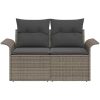 2-Sits Trädgårdssoffa med Förvaring och Kuddar Grå Poly Rattan vidaXL Large – miniatyr 5