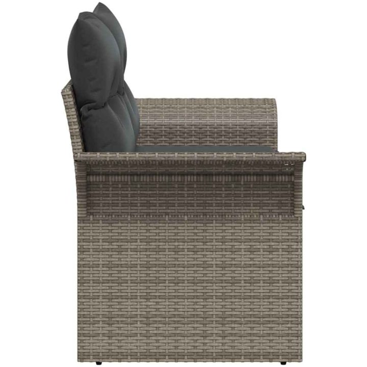 2-Sits Trädgårdssoffa med Förvaring och Kuddar Grå Poly Rattan vidaXL Large – bild 6