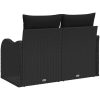 2-Sits Trädgårdssoffa med Förvaring och Kuddar Svart Poly Rattan vidaXL 121 x 62 x 69 cm – miniatyr 3