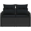 2-Sits Trädgårdssoffa med Förvaring och Kuddar Svart Poly Rattan vidaXL 121 x 62 x 69 cm – miniatyr 4