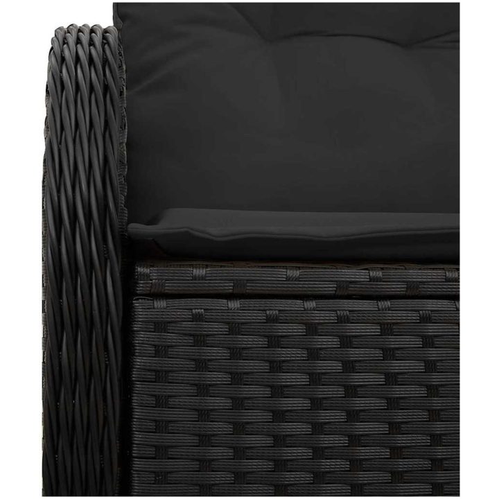2-Sits Trädgårdssoffa med Förvaring och Kuddar Svart Poly Rattan vidaXL 121 x 62 x 69 cm – bild 7