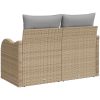 2-Sits Trädgårdssoffa med Kuddar Beige Poly Rattan vidaXL 121 x 62 x 69 cm – miniatyr 4