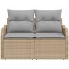 2-Sits Trädgårdssoffa med Kuddar Beige Poly Rattan vidaXL 121 x 62 x 69 cm – miniatyr 5