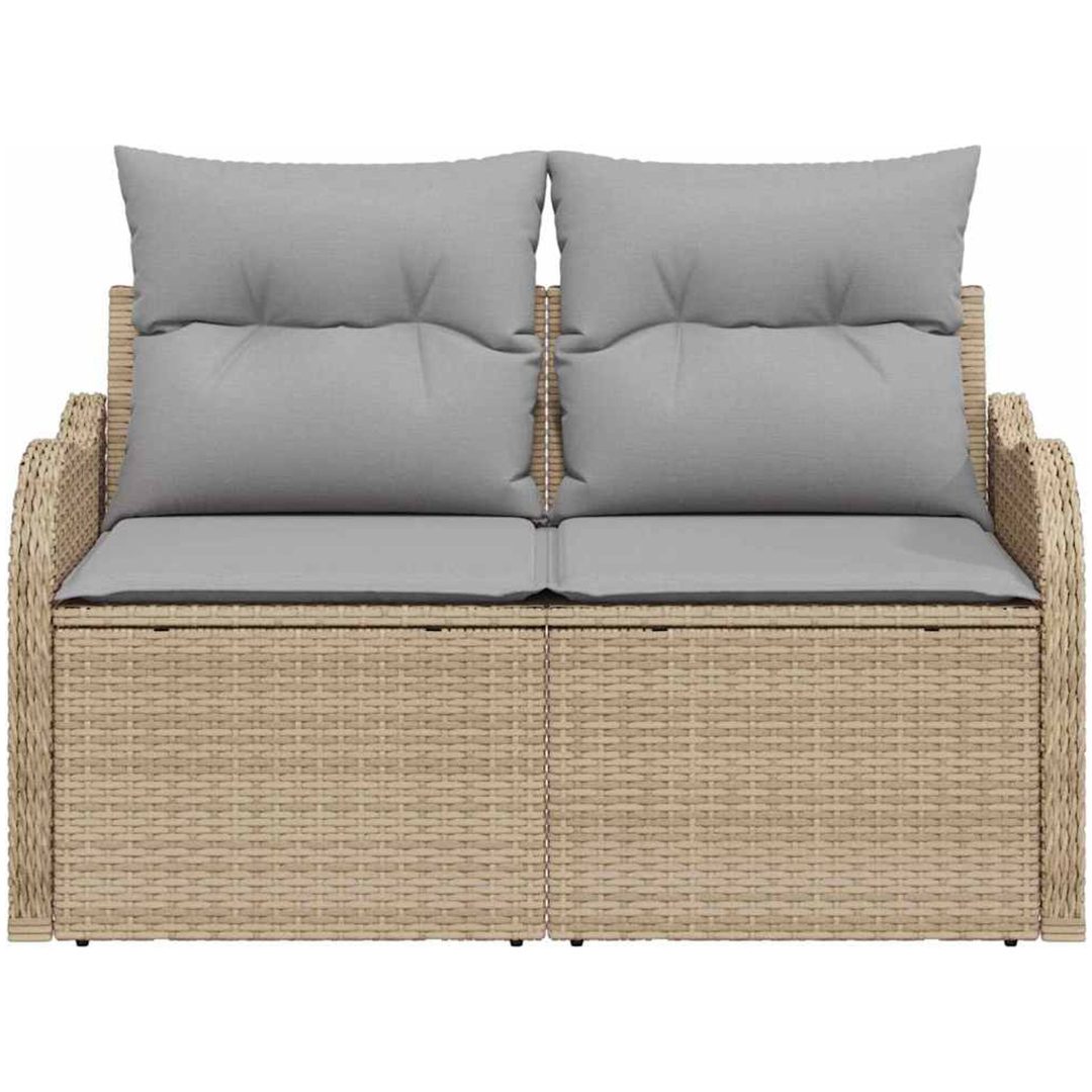 2-Sits Trädgårdssoffa med Kuddar Beige Poly Rattan vidaXL 121 x 62 x 69 cm – bild 5