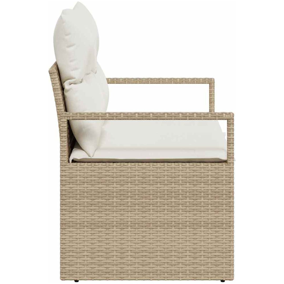 2-sits trädgårdssoffa med kuddar beige polyrotting vidaXL 120 x 62 x 69 cm – bild 5