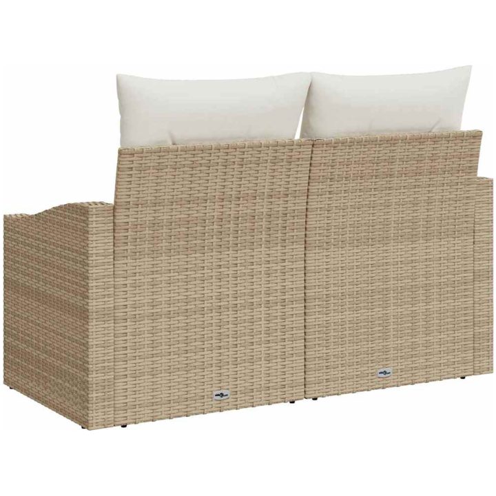 2-sits trädgårdssoffa med kuddar beige polyrottning vidaXL 123 x 62 x 69 cm – bild 4