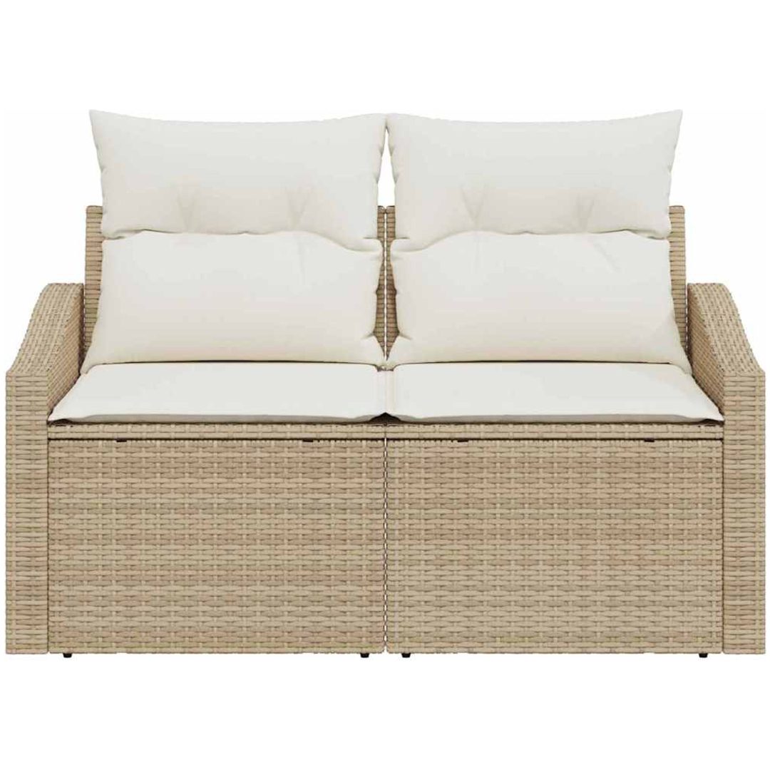 2-sits trädgårdssoffa med kuddar beige polyrottning vidaXL 123 x 62 x 69 cm – bild 5