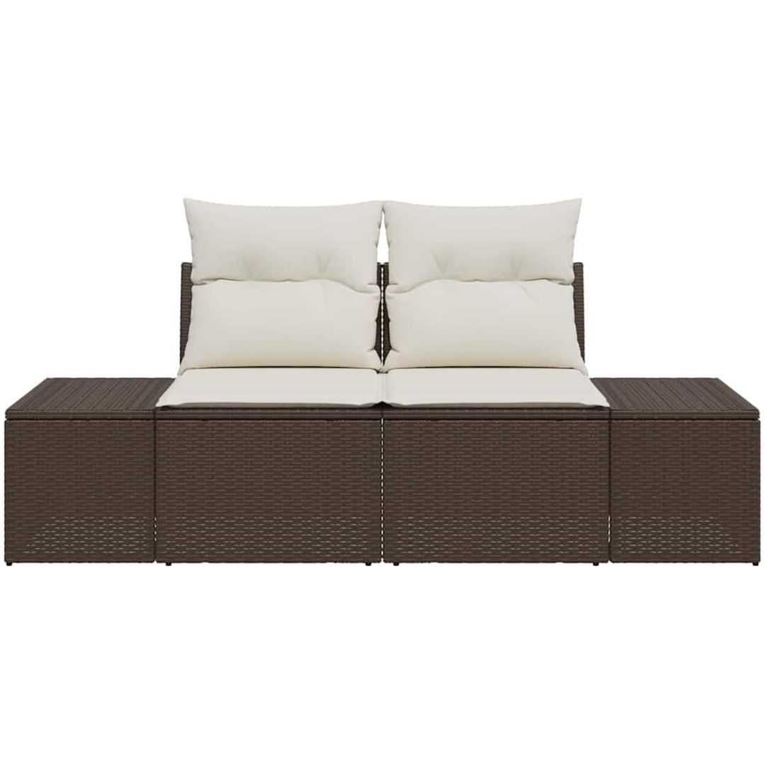 2-sits trädgårdssoffa med kuddar brun poly rotting vidaXL 184 x 62 x 85 cm – bild 5