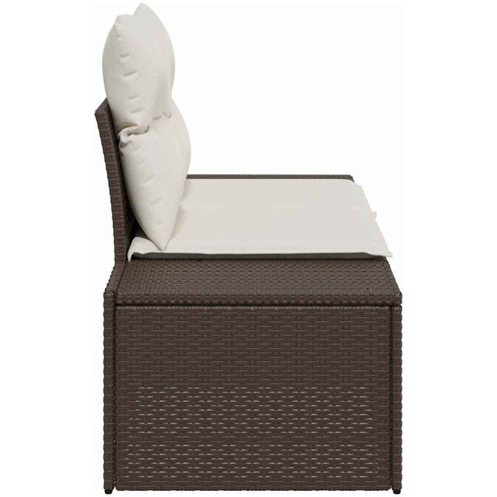 2-sits trädgårdssoffa med kuddar brun poly rotting vidaXL 184 x 62 x 85 cm – bild 6
