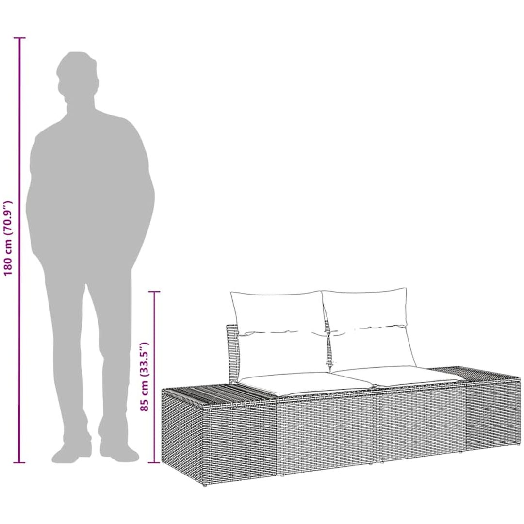 2-sits trädgårdssoffa med kuddar brun poly rotting vidaXL 184 x 62 x 85 cm – bild 8