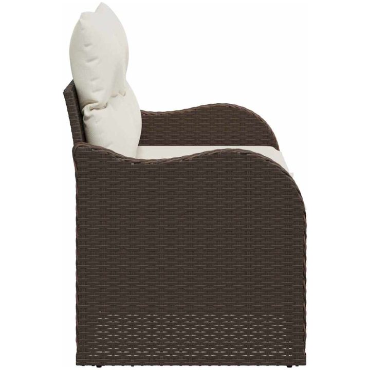 2-sits trädgårdssoffa med kuddar brun polyrotting vidaXL 121 x 62 x 69 cm – bild 4