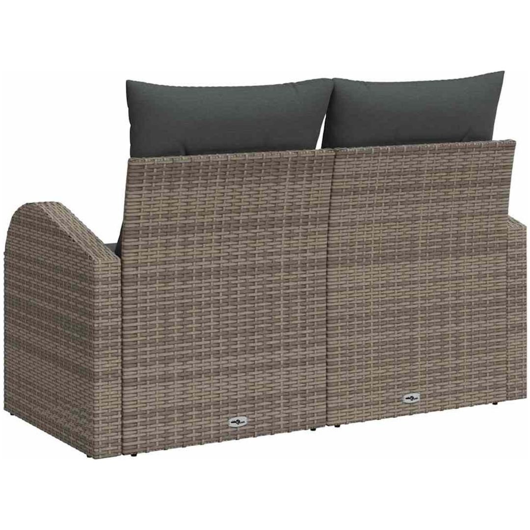 2-sits trädgårdssoffa med kuddar Grå Poly Rattan vidaXL 124 x 62 x 69 cm – bild 4