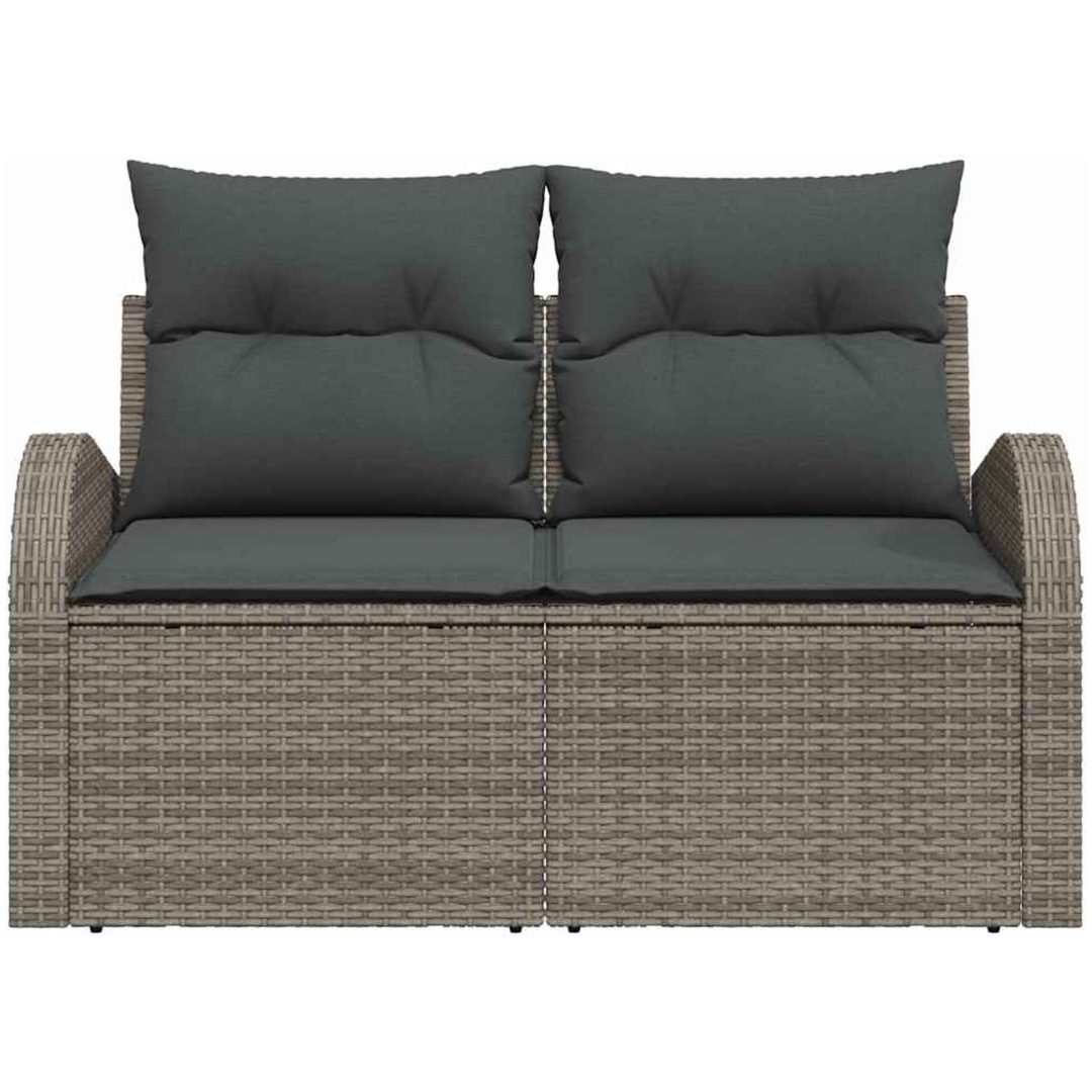 2-sits trädgårdssoffa med kuddar Grå Poly Rattan vidaXL 124 x 62 x 69 cm – bild 5