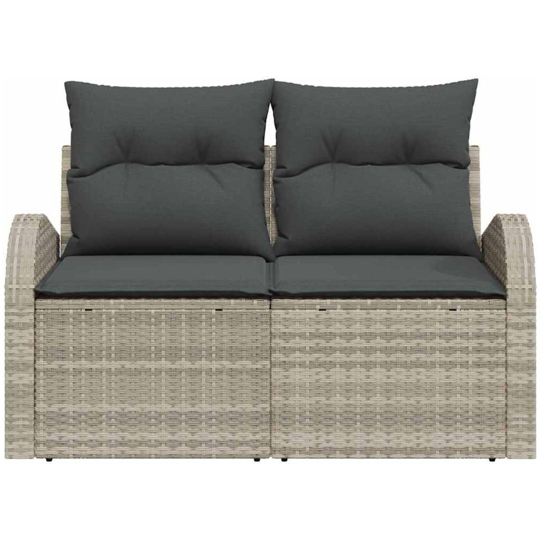 2-sits trädgårdssoffa med kuddar Ljusgrå Polyrotting vidaXL 124 x 62 x 69 cm – bild 5