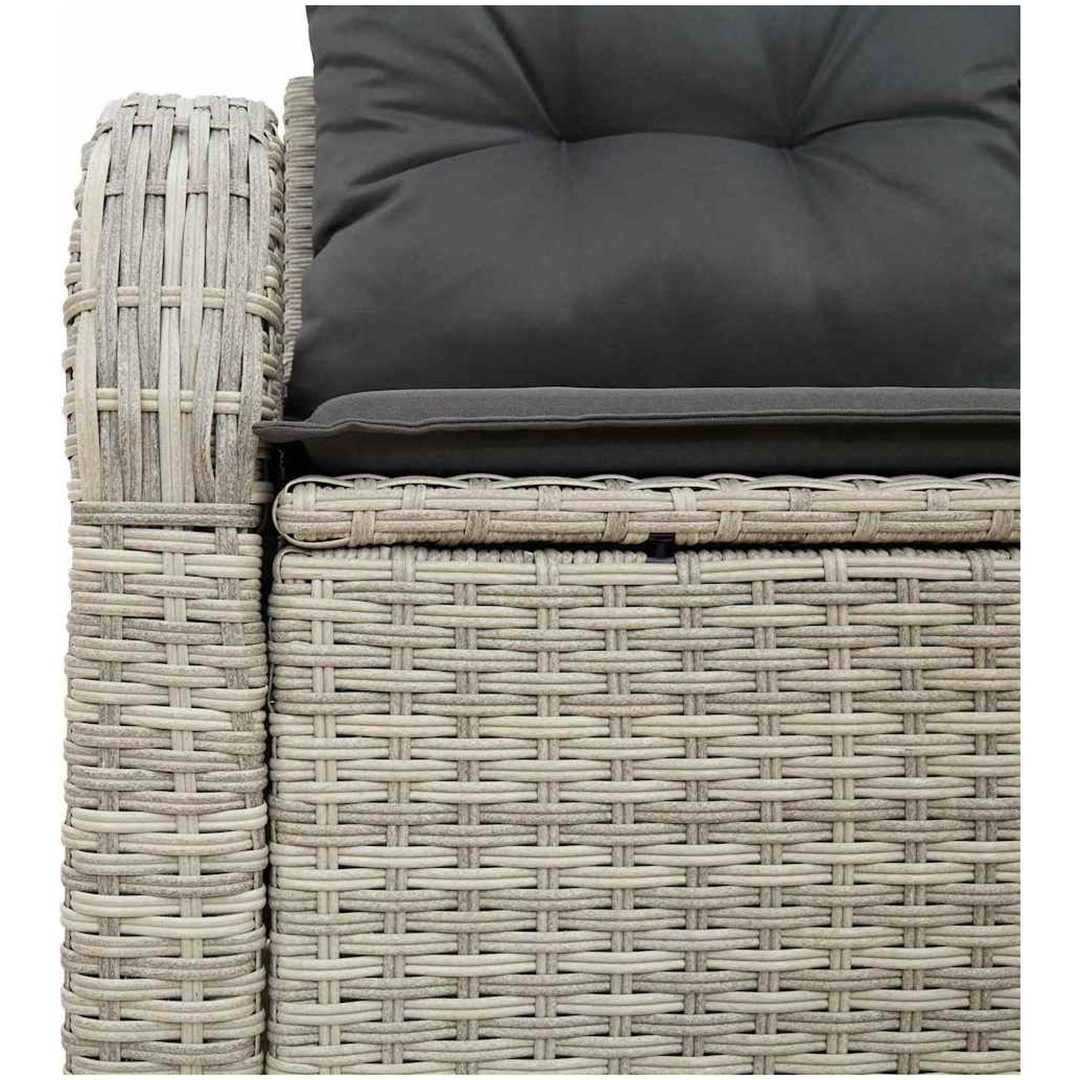 2-sits trädgårdssoffa med kuddar Ljusgrå Polyrotting vidaXL 124 x 62 x 69 cm – bild 7