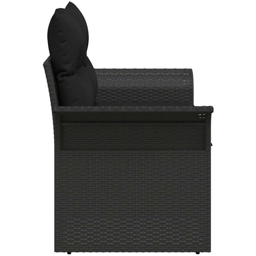 2-sits trädgårdssoffa med kuddar svart poly rattan vidaXL 141 x 61,5 x 69 cm – bild 5