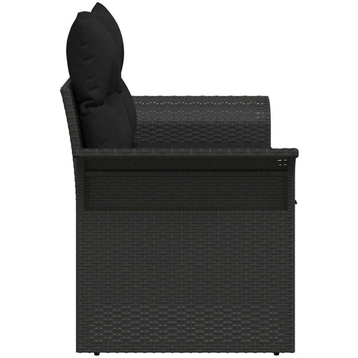 2-sits trädgårdssoffa med kuddar svart poly rattan vidaXL 141 x 61,5 x 69 cm – bild 5