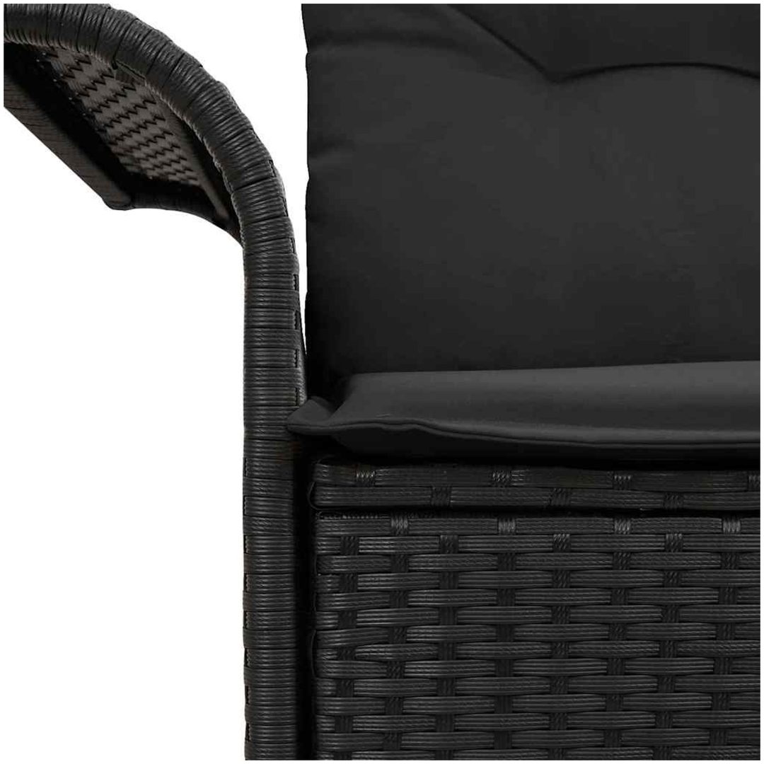 2-sits trädgårdssoffa med kuddar svart poly rattan vidaXL 141 x 61,5 x 69 cm – bild 7