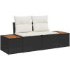 2-sits trädgårdssoffa med kuddar svart polyrotting vidaXL 184 x 62 x 85 cm – miniatyr 2