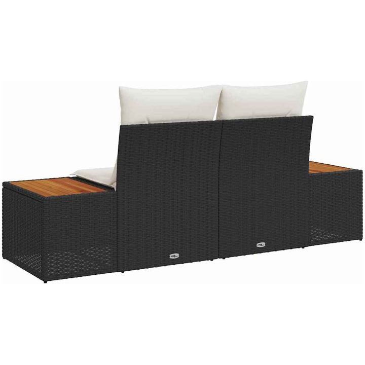 2-sits trädgårdssoffa med kuddar svart polyrotting vidaXL 184 x 62 x 85 cm – bild 4