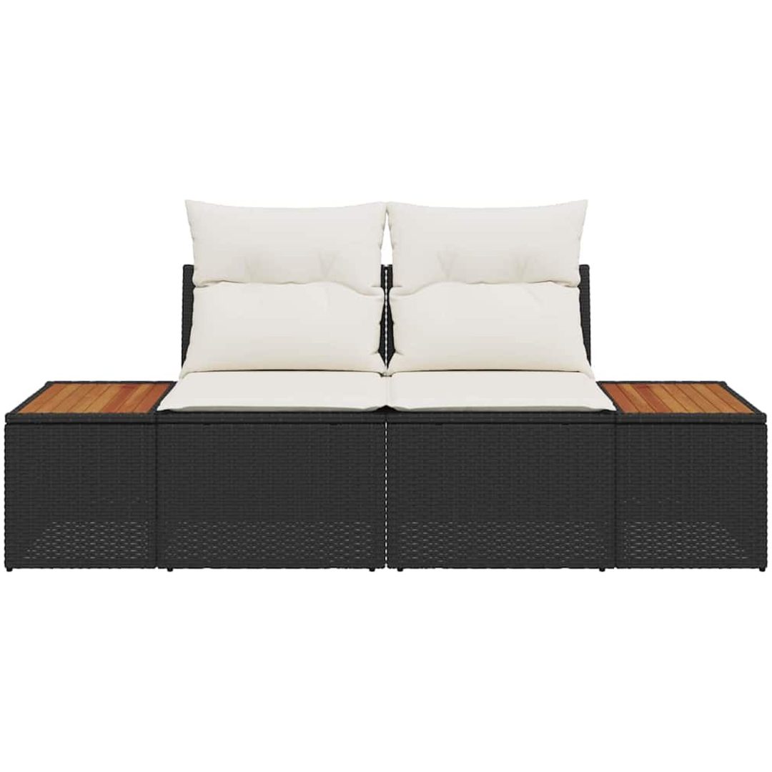 2-sits trädgårdssoffa med kuddar svart polyrotting vidaXL 184 x 62 x 85 cm – bild 5