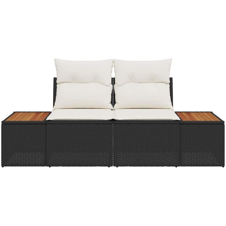 2-sits trädgårdssoffa med kuddar svart polyrotting vidaXL 184 x 62 x 85 cm – bild 5