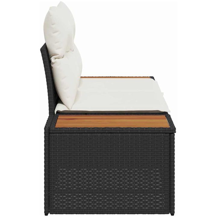 2-sits trädgårdssoffa med kuddar svart polyrotting vidaXL 184 x 62 x 85 cm – bild 6