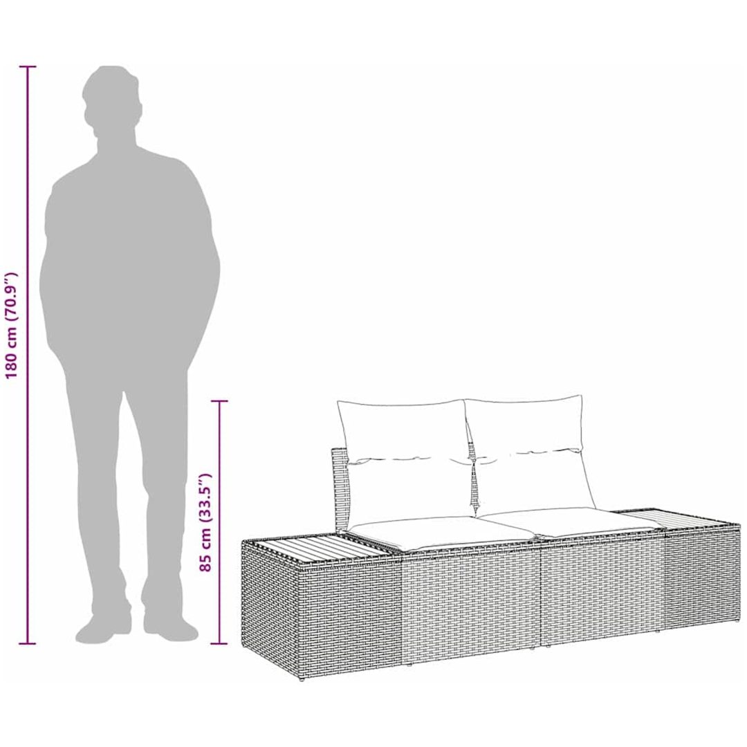 2-sits trädgårdssoffa med kuddar svart polyrotting vidaXL 184 x 62 x 85 cm – bild 9
