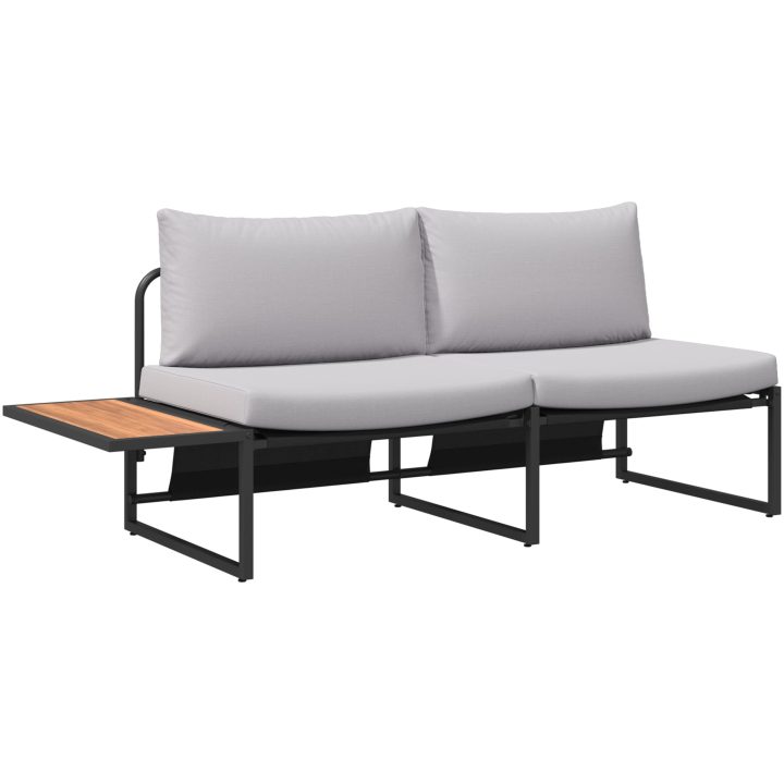 2-sits trädgårdssoffa med ljusgrå kuddar vidaXL 200,5 x 70 x 85,5 cm – bild 2