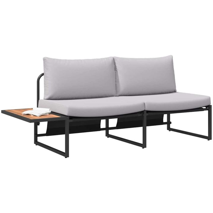 2-sits trädgårdssoffa med ljusgrå kuddar vidaXL 200,5 x 70 x 85,5 cm – bild 3