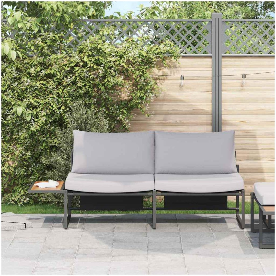 2-sits trädgårdssoffa med ljusgrå kuddar vidaXL 200,5 x 70 x 85,5 cm