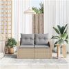 2-sits utemöbel med kuddar Beige Konstrotting vidaXL 123 x 62 x 69 cm – miniatyr 2