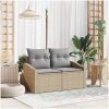 2-sits utemöbel med kuddar Beige Konstrotting vidaXL 123 x 62 x 69 cm – miniatyr 3