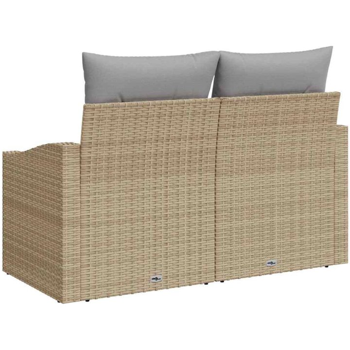 2-sits utemöbel med kuddar Beige Konstrotting vidaXL 123 x 62 x 69 cm – bild 4