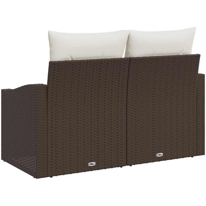 2-Sits Utemöbel med Kuddar Brun Poly Rattan vidaXL 123 x 62 x 69 cm – bild 3
