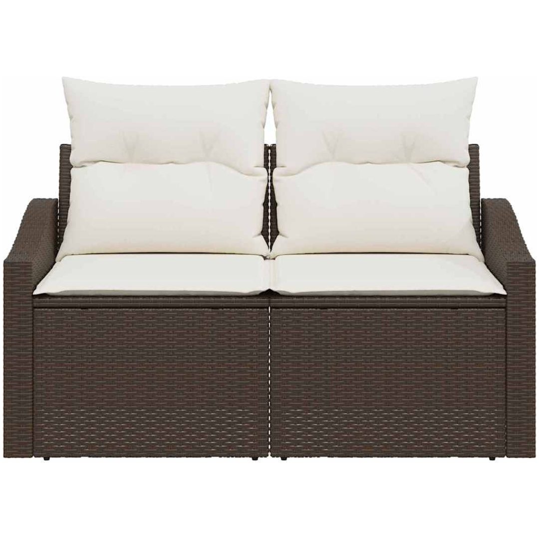 2-Sits Utemöbel med Kuddar Brun Poly Rattan vidaXL 123 x 62 x 69 cm – bild 4