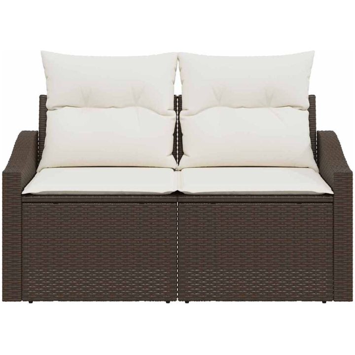 2-Sits Utemöbel med Kuddar Brun Poly Rattan vidaXL 123 x 62 x 69 cm – bild 4