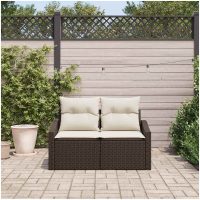 2-Sits Utemöbel med Kuddar Brun Poly Rattan vidaXL
