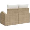 2-sitsig trädgårdsoffa med kuddar beige polyrotting vidaXL 124 x 62 x 69 cm – miniatyr 4