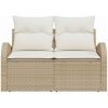 2-sitsig trädgårdsoffa med kuddar beige polyrotting vidaXL 124 x 62 x 69 cm – miniatyr 5