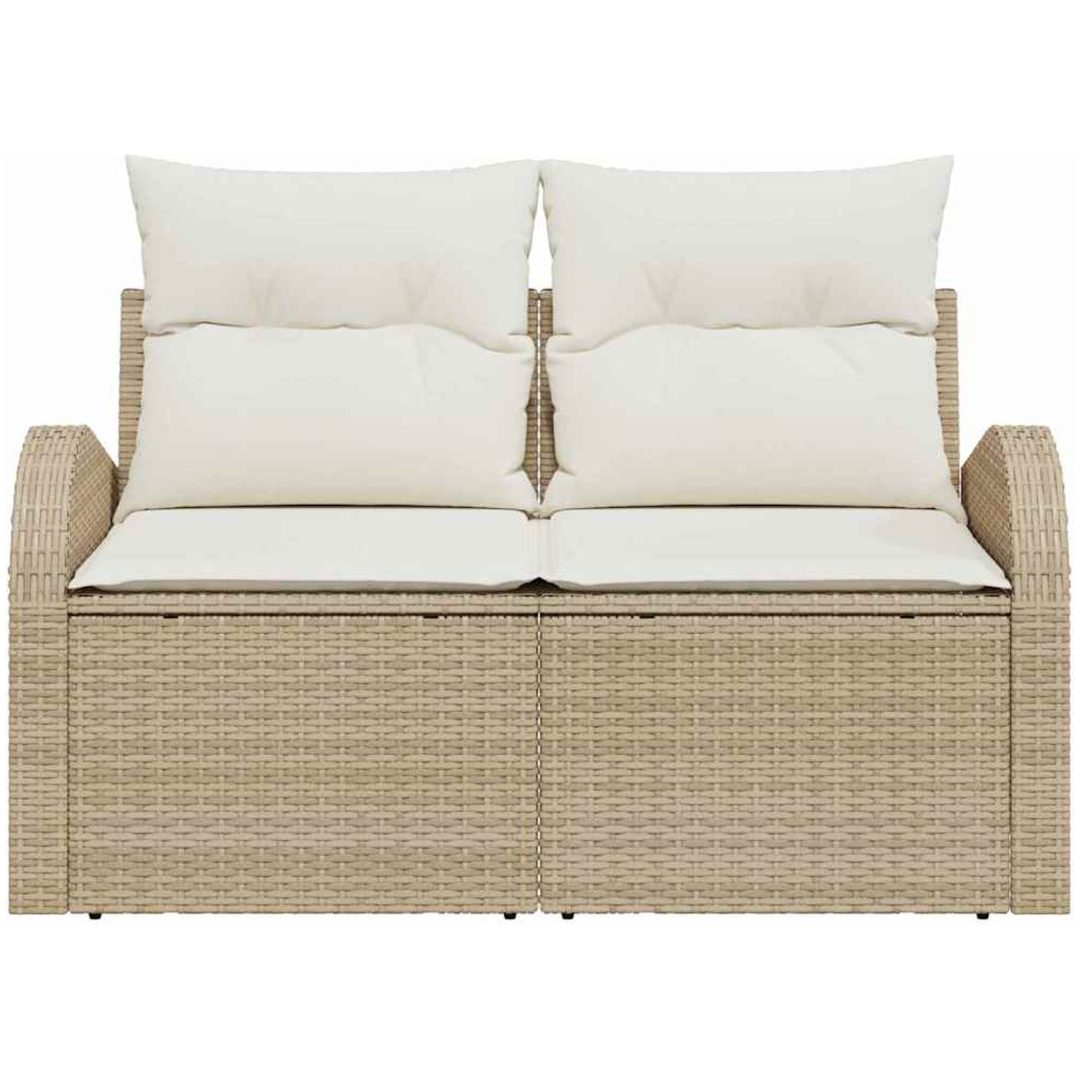 2-sitsig trädgårdsoffa med kuddar beige polyrotting vidaXL 124 x 62 x 69 cm – bild 5
