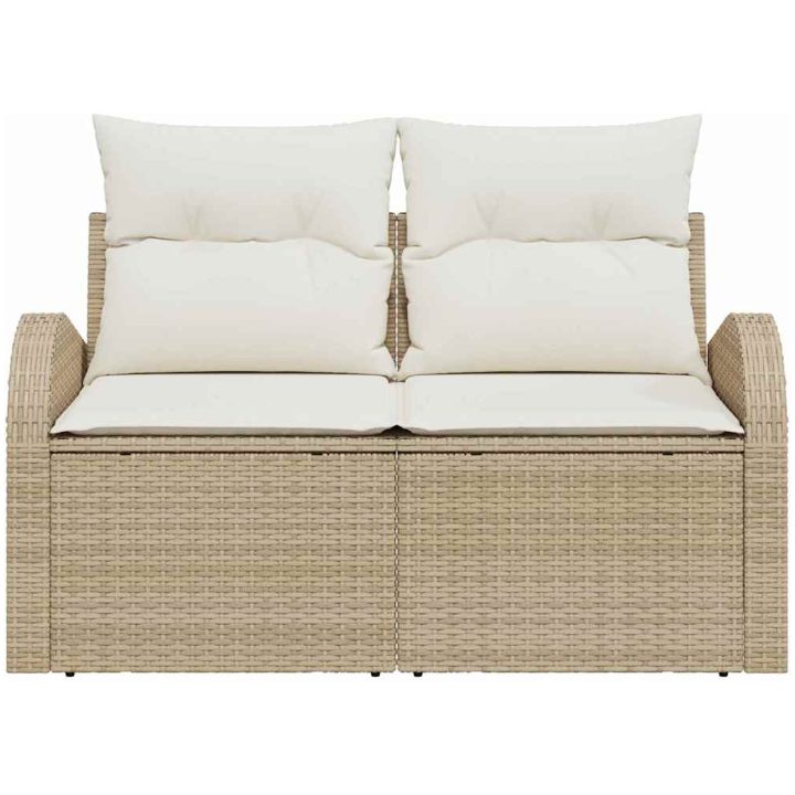 2-sitsig trädgårdsoffa med kuddar beige polyrotting vidaXL 124 x 62 x 69 cm – bild 5