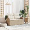 2-sitsig trädgårdsoffa med kuddar beige polyrotting vidaXL 124 x 62 x 69 cm – miniatyr 1