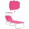 2 st Fällbara solstolar med solskydd - Rosa 600D Oxford-tyg vidaXL Full storlek – miniatyr 11