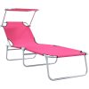 2 st Fällbara solstolar med solskydd - Rosa 600D Oxford-tyg vidaXL Full storlek – miniatyr 4